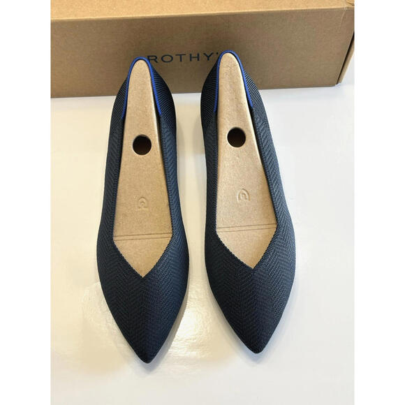 Rothy's The High Point Block Heel Women's 12 Navy Herringbone Knit Shoes NEW - Picture 4 of 15